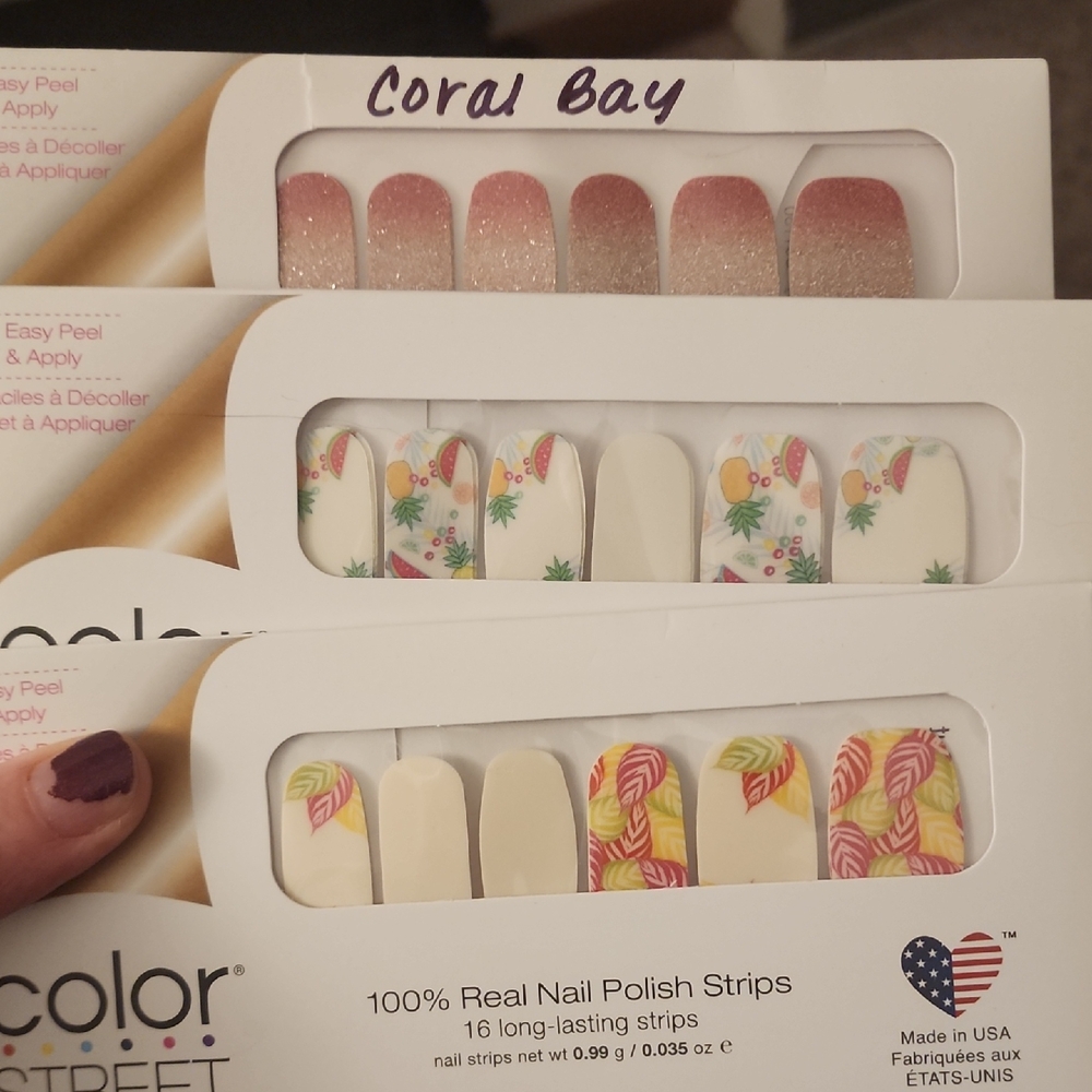 Color Street Coral Bay and Floral Nail Strips